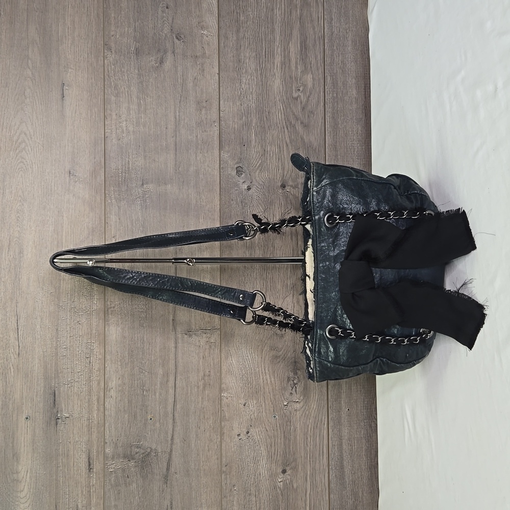 Anthropologie Miss Albright Bow  Navy Blue Leather Shoulder Bag